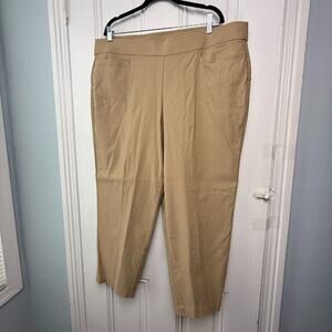 Alfred Dunner Cropped Pants Womens 20W Tan Pull On Tummy Control Slimming NWT